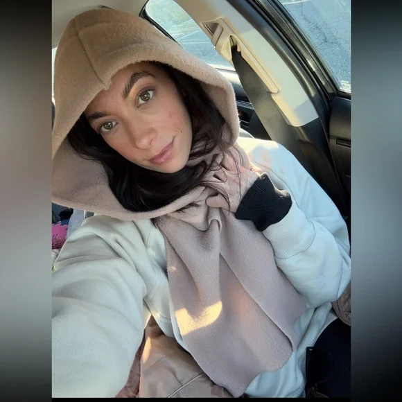 Free People All For You Hooded Wrap Scarf in Mushroom - Picture 3 of 10